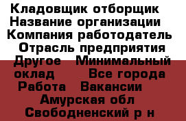 Кладовщик-отборщик › Название организации ­ Компания-работодатель › Отрасль предприятия ­ Другое › Минимальный оклад ­ 1 - Все города Работа » Вакансии   . Амурская обл.,Свободненский р-н